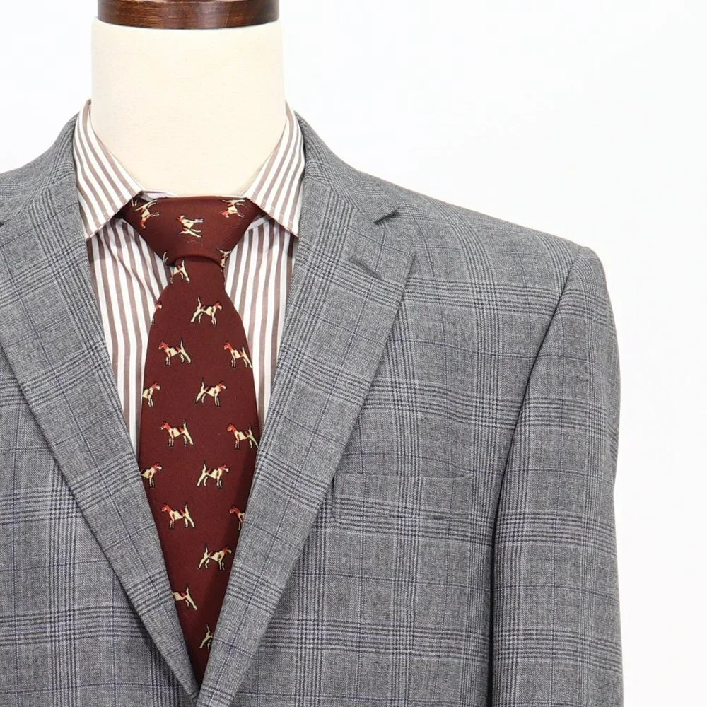Jos. A. Bank 43R Gray Check 2-Button Sport Coat Blazer Jacket V940